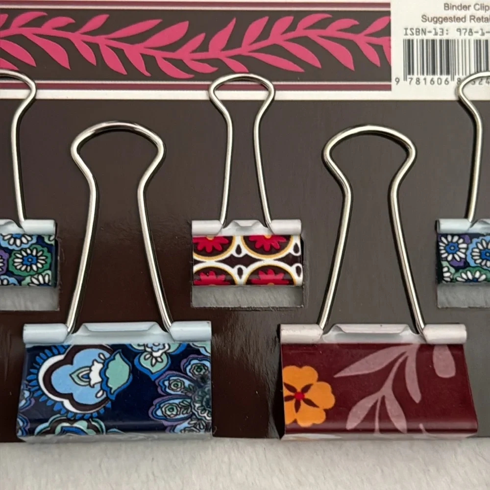 {NWT} Vera Bradley | Carnaby Blue Rhapsody Retired Metal Binder Clips Set (8pc)